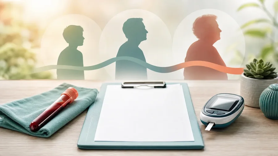 Adults at different life stages reviewing an A1C result with individualized care considerations